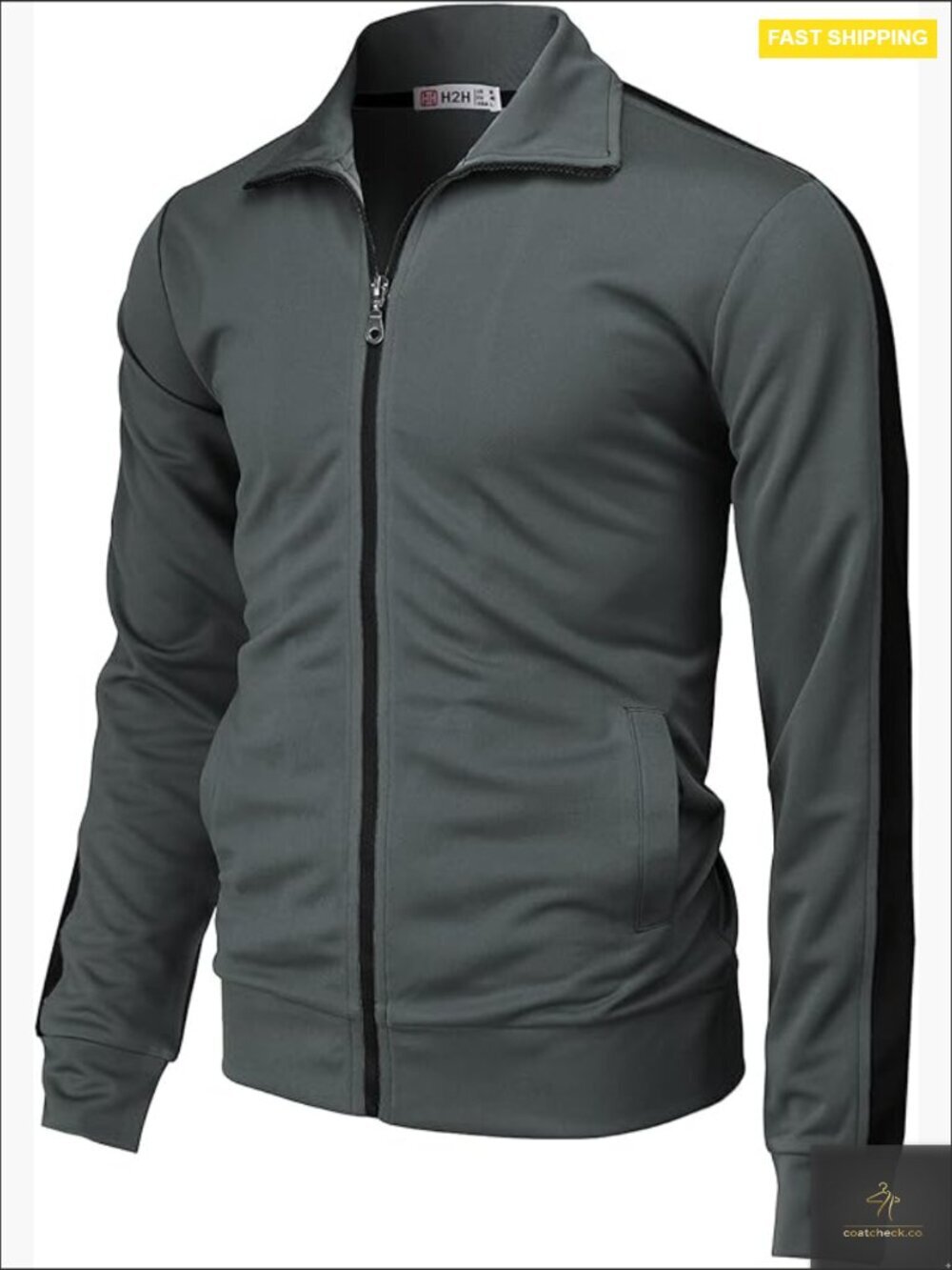 Slim Fit Track Jacket Lightweight Active Performance Long Sleeve Zip Up